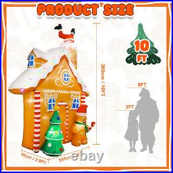 10FT Christmas Inflatable Gingerbread House Holiday Lighted Decor Outdoor Yard