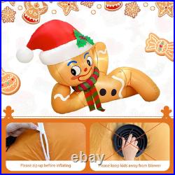 10FT Christmas Inflatables Gingerbread lyingdown 2025 NEW LED Outdoor Decoration