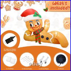 10FT Christmas Inflatables Gingerbread lyingdown 2025 NEW LED Outdoor Decoration