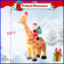 10FT Christmas Inflatables Santa Riding Giraffe 2025 NEW LED Outdoor Decoration