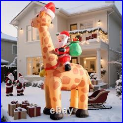 10FT Christmas Inflatables Santa Riding Giraffe 2025 NEW LED Outdoor Decoration