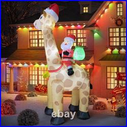10FT Christmas Inflatables Santa Riding Giraffe 2025 NEW LED Outdoor Decoration
