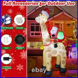 10FT Christmas Inflatables Santa Riding Giraffe 2025 NEW LED Outdoor Decoration