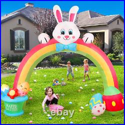 10FT Easter Inflatables Outdoor Decorations, Easter Bunny Decor Colorful Eggs Ar