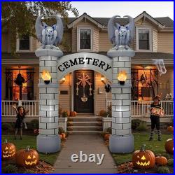 10FT Halloween Giant Cemetery Archway Inflatable Outdoor Blow up Yard Decor LED