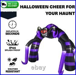 10FT Halloween Inflatable Spider Arch Outdoor Blow Up with LED Lights Yard Decor