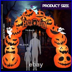 10FT Halloween Inflatables Pumpkin Archway with LED Built-In Halloween Yard Deco