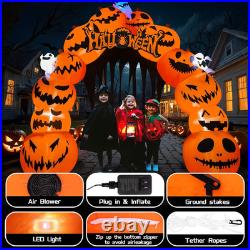 10FT Halloween Inflatables Pumpkin Archway with LED Built-In Halloween Yard Deco