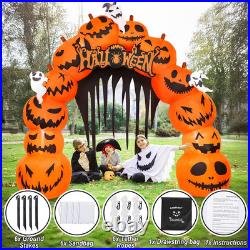 10FT Halloween Inflatables Pumpkin Archway with LED Built-In Halloween Yard Deco