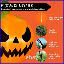 10FT Tall Halloween Giant Inflatables Pumpkin with Built-In LED Lights