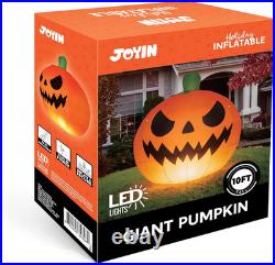 10FT Tall Halloween Giant Inflatables Pumpkin with Built-In LED Lights