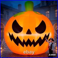 10FT Tall Halloween Giant Inflatables Pumpkin with Built-In LED Lights Outdoor D