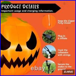 10FT Tall Halloween Giant Inflatables Pumpkin with Built-In LED Lights Outdoor D