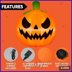 10FT Tall Halloween Giant Inflatables Pumpkin with Built-In LED Lights Outdoor D