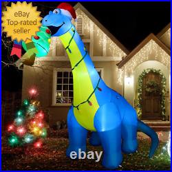 10Ft Christmas Inflatables Outdoor Decorations Blow up Dinosaur Tree