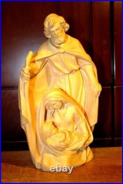 10.5 Hand Carved Wood Carving Nativity Scene Holy Family Jesus Figurine Statue