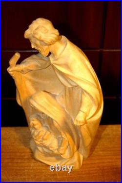 10.5 Hand Carved Wood Carving Nativity Scene Holy Family Jesus Figurine Statue