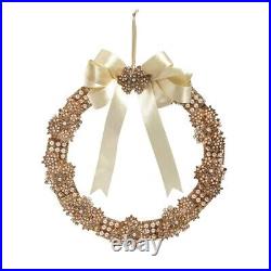 10.5 VINTAGE BROOCH WREATH GOLD Metal Fabric Polyester Christmas RAZ W4413500 10.5 VINTAGE BROOCH WREATH GOLD Metal Fabric Polyester Christmas RAZ W4413500