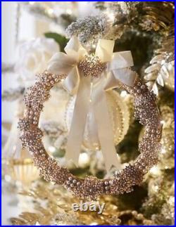 10.5 VINTAGE BROOCH WREATH GOLD Metal Fabric Polyester Christmas RAZ W4413500 10.5 VINTAGE BROOCH WREATH GOLD Metal Fabric Polyester Christmas RAZ W4413500