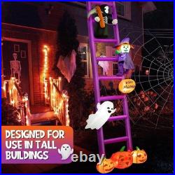 10.5ft Purple Ladders Pumpkin & Ghost Witch & Skeleton Inflatable Yard Décor
