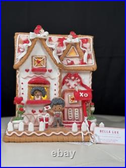 10 Bella Lux Light Up Valentine's Pink & Red Gingerbread House WithBoy & Girl