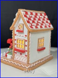 10 Bella Lux Light Up Valentine's Pink & Red Gingerbread House WithBoy & Girl