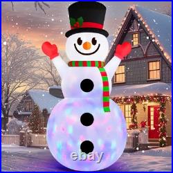 10 FT Christmas Inflatable Snowman Outdoor Decorations Built in Rotating Colo