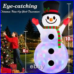 10 FT Christmas Inflatable Snowman Outdoor Decorations Built in Rotating Colo