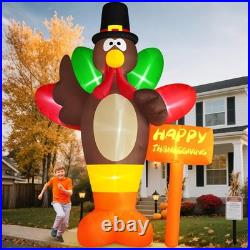10 FT Giant Thanksgiving Inflatables Turkey Outdoor Decorations with Colorful