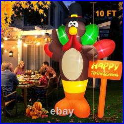 10 FT Giant Thanksgiving Inflatables Turkey Outdoor Decorations with Colorful