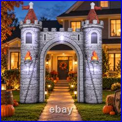 10 FT Medieval Halloween Inflatable Castle Archway, Outdoor Yard Decoration