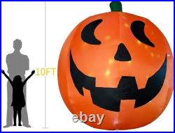 10 Feet Halloween Inflatable Giant Pumpkin with Build-in LEDs Blow Up Décor