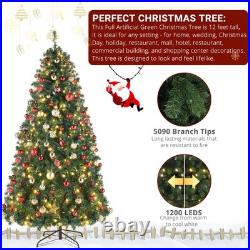 10 Feet Pre-lit Artificial Christmas Tree Xmas with Colorful 1200 LED Lights