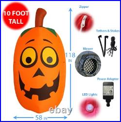 10 Foot Tall Halloween Inflatable Funny Cute Pumpkin LED Lights Yard Decoration