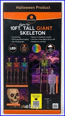 10 Ft Giant Light Up Skeleton Halloween Outdoor LED Color Changing Poseable