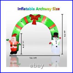 10 Ft Lighted Christmas Inflatable Archway, Inflatable Santa Claus and Snowma