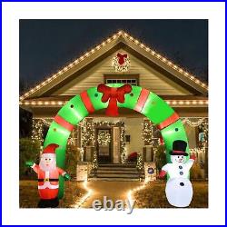 10 Ft Lighted Christmas Inflatable Archway, Inflatable Santa Claus and Snowma