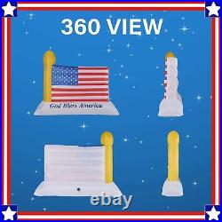 10-ft. Wide American Flag Blow Up Inflatable with Lights and Storage Bag Blue 10-ft. Wide American Flag Blow Up Inflatable with Lights and Storage Bag Blue