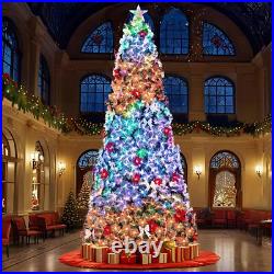 10ft Fiber Optic Artificial Christmas Tree, Pre-Lit Xmas Tree with LED Top Star