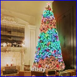 10ft Fiber Optic Artificial Christmas Tree, Pre-Lit Xmas Tree with LED Top Star