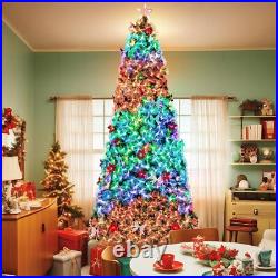 10ft Fiber Optic Artificial Christmas Tree, Pre-Lit Xmas Tree with LED Top Star
