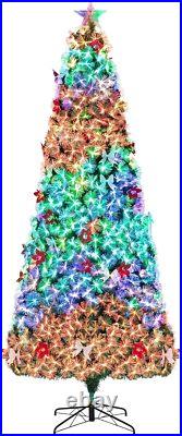 10ft Fiber Optic Artificial Christmas Tree, Pre-Lit Xmas Tree with LED Top Star
