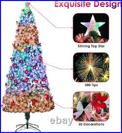 10ft Fiber Optic Artificial Christmas Tree, Pre-Lit Xmas Tree with LED Top Star