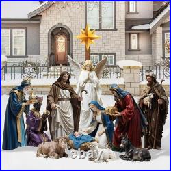 11Pcs 4.6ft Nativity Scene Yard Signs Xmas Outdoor Lawn Decor with Stakes