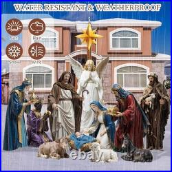11Pcs 4.6ft Nativity Scene Yard Signs Xmas Outdoor Lawn Decor with Stakes