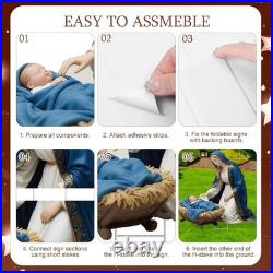 11Pcs 4.6ft Nativity Scene Yard Signs Xmas Outdoor Lawn Decor with Stakes