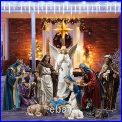 11Pcs 4.6ft Nativity Scene Yard Signs Xmas Outdoor Lawn Decor with Stakes