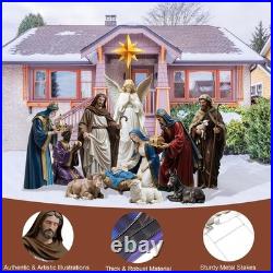 11Pcs 4.6ft Nativity Scene Yard Signs Xmas Outdoor Lawn Decor with Stakes