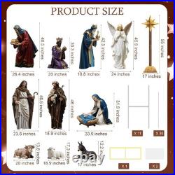 11Pcs 4.6ft Nativity Scene Yard Signs Xmas Outdoor Lawn Decor with Stakes