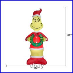 11.5Ft Giant Grinch with Christmas Wreath Sewn in Micro Led Holly Berries Decor